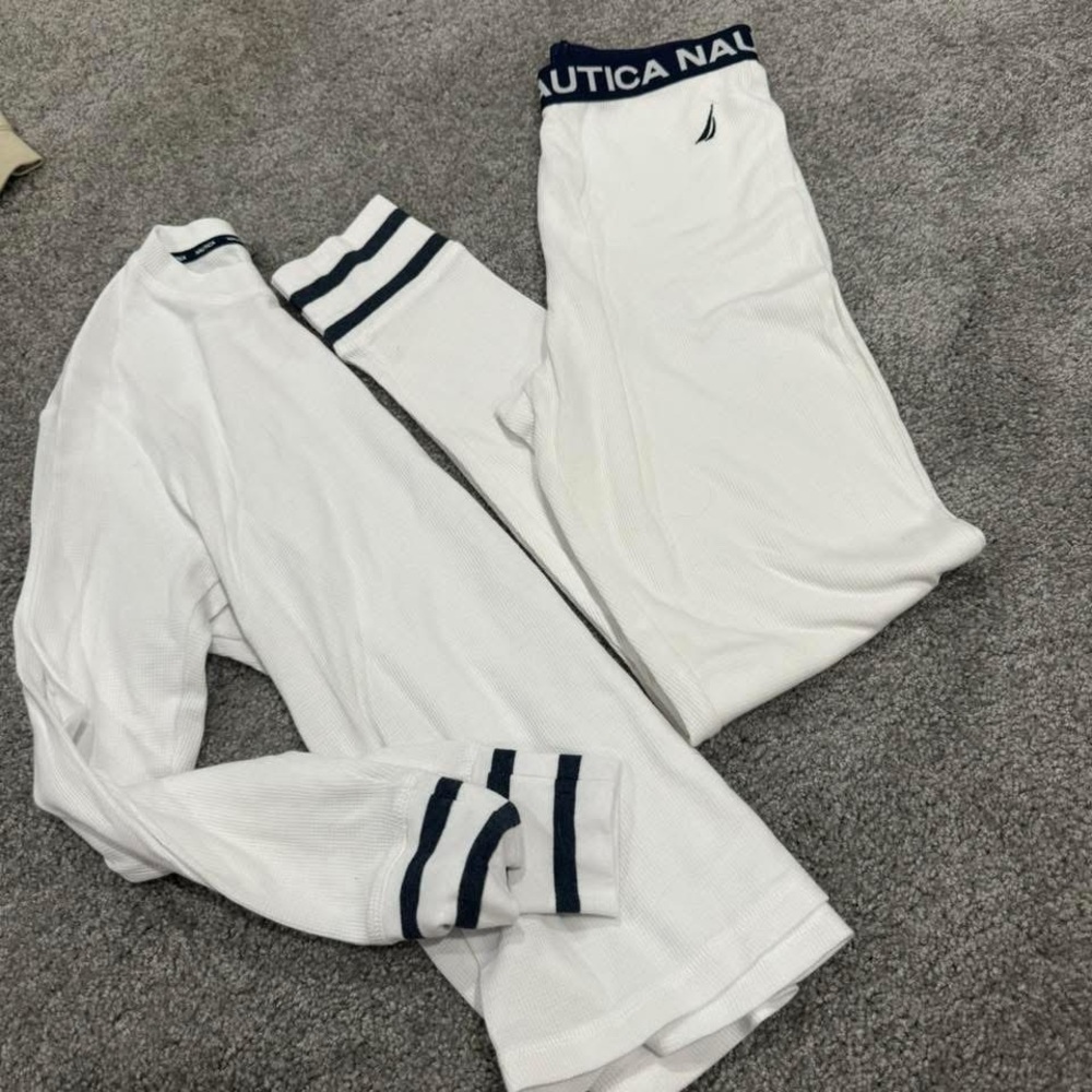 White - Nautica Long John’s Set (Joggers & Long sleeve top) Womens Medium